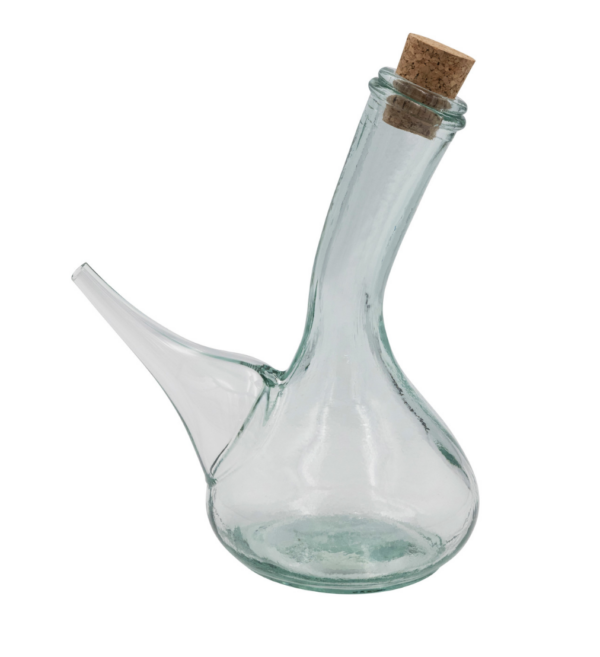 8 oz. recycled glass cruet w/ cork stopper