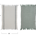 cotton waffle weave tea towels w/ fringe, 2 colors